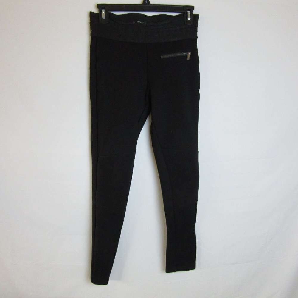 Zara Leggings Basic Black Moto Ankle Elastic Zipper Goth Biker Women's Small
